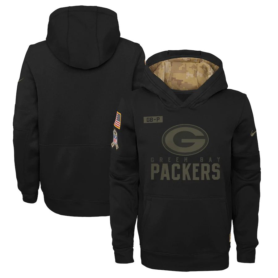 Youth Green Bay Packers Black Salute To Service Hoodie Nike NFL Jerseys->women nfl jersey->Women Jersey